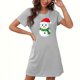 thumbnail image 1 of Camisón corto navideño para mujer, talla grande, cuello redondo, manga corta, estampado en el pecho, vestido de noche para mujer, 1 of 3