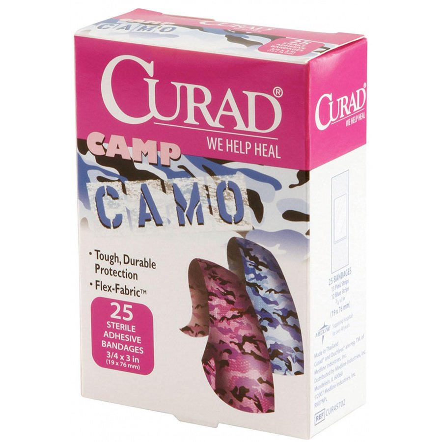 Curad Camp Camo Bandages One Size Pink 25 Each