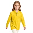 thumbnail image 4 of GrmtClth Boys School Uniform Traditional Collar Polo Shirts Soft Cotton Fabric Primary School Casual Tops Yellow 5-6Years, 4 of 7