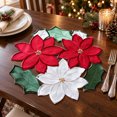 thumbnail image 5 of 2PCS Christmas Red Floral Placemats Elegant Polyester Tabletop Decor Dining Table Holiday Party Family Gathering Seasonal Home Table Decoration, 5 of 8