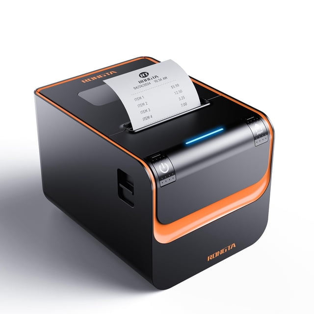 Rongta POS Printer, 80mm Thermal Receipt Printer with Auto Cutter, USB Serial Ethernet Interface, Support Windows/Mac/Linux Cash Drawer, Res