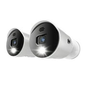 Restored Premium Night Owl Add On Wired 1080p Spotlight Cameras with Audio Alerts and Sirens - 2 Pack - White (Refurbished)