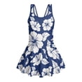 thumbnail image 4 of Tutolipy Childrens Swimwear, Navy White Hibiscus Bathing Suit, Comfortable Swimsuit Wide Straps Sleeveless Bathing Suit for Beach Size 6-7 Years, 4 of 8