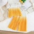 thumbnail image 6 of Owordtank Girl's 2 Piece Cute Outfits Outfit Pleated Spaghetti Strap Crop Top and Wide Leg Pants Sets, 6 of 8