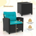 thumbnail image 3 of Costway 3 PCS Patio Furniture Set with Tempered Glass Coffee Table Washable Cushions Turquoise, 3 of 10