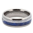 thumbnail image 2 of Polished Tungsten Carbide 8mm Blue Lapis Lazuli Inlay and Meteorite Inlay with Arrow Ring Size 11, 2 of 5
