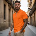 thumbnail image 3 of HUIACONG Orange Matching Golf Shirts for Couples Sleeveless Golf Shirts for Women Athletic Wear Mens Short Sleeve Shirt Quarter Zip Casual Lightweight Hawaiian Collared Shirt Man S, 3 of 6