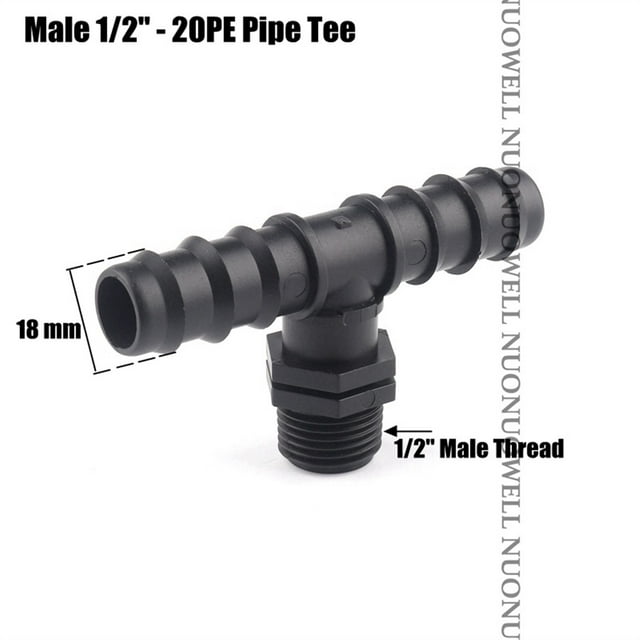 5pcs 1/2" 3/4" Threaded Tee Connectors 16 20 25mm PE Irrigation Pipe Connector Micro Irrigation System Water Pagoda Connectors ,Leak-Proof