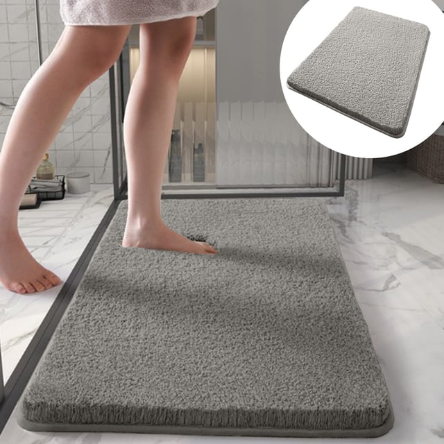 Boovnll Bathroom Rugs, 16x24" Absorbent Soft Solid Color Thicken Plush Bath Mat, Non-Slip Backing Quickly Drying for Bathroom, Kitchen, Floor, Pool, Toilet Mat, Bath Mats for Bathroom