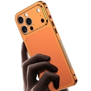 ShellTech For iPhone 15 Pro Max Magnetic Case, Metal Frame Lightweight Non-Slip, Shock-Absorbent, Heat Dissipation Slim Anti-Scratch, Wireless Charging Aluminum alloy Back flim,Orange