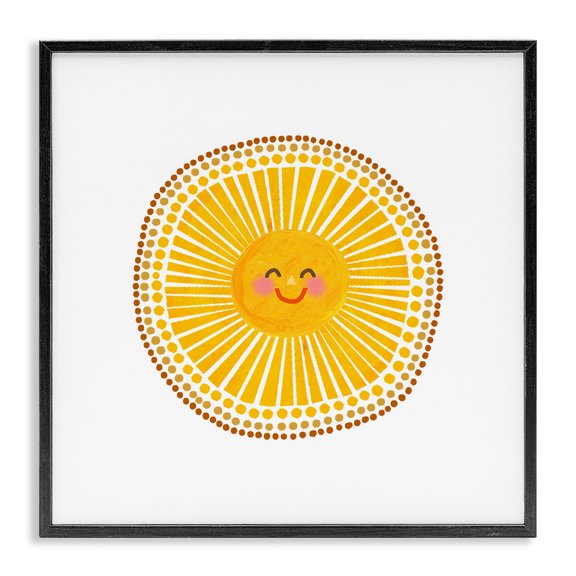 Stupell Industries Bohemian Yellow Sun's Smile Black Framed Giclee Art, 12 x 12, by Katherine Herrell Studio