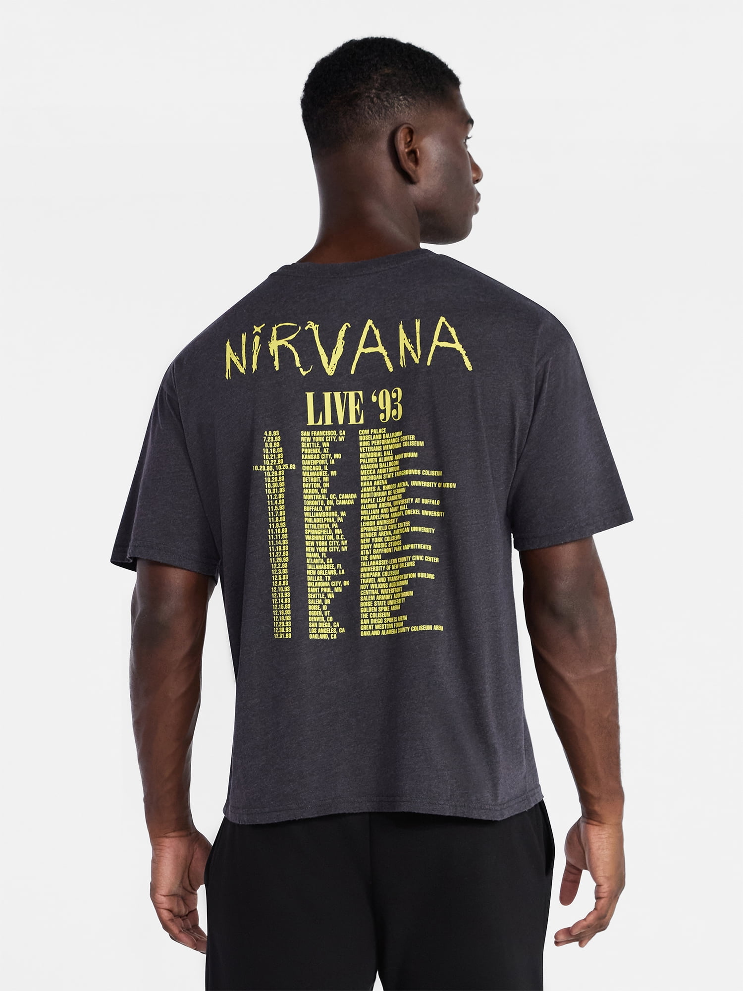 Nirvana Men's and Big Men's Smiley Tour Graphic Tee with Short Sleeves, Sizes XS-3XL