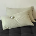 thumbnail image 1 of Xiao Hua Juego de 2 fundas de almohada 100 % algodón, tamaño estándar, con ribete de botones, suaves y duraderas, con un efecto refrescante premium para cama (48 x 73 cm, tira ancha, verde claro), 1 of 5