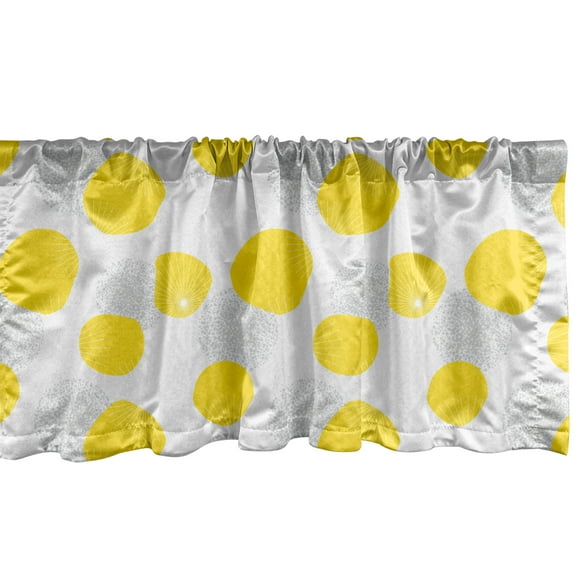 Abstract Window Valance Pack of 2, Quirky Shapes and Dotted Rounds with Unusual Simple Stars Pattern, Rod Pocket Curtain Valances for Kitchen Bedroom, 54" X 18", Mustard Pale Taupe White, by Ambesonne
