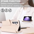 thumbnail image 6 of ELEHOLD for Samsung Galaxy S23 FE PU Leather Wallet Case, with Card Holder Strap Shoulder Lanyard for Women Men, Durable Zipper Kickstand Cover for Samsung Galaxy S23 FE,White, 6 of 10