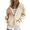 Beige, variant on Plus Size Sweatshirt for Women Solid Color Zip up Hoodies Long Sleeve Fall Oversized Warm Sweatshirts Cozy Casual Hooded Jacket with Pockets