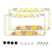 Sanrio Gudetama Cartoon Car License Plate Frame 2 Pack, License Plate Cover Bracket Decorative Aluminum License Plate Frame Auto Accessories Unisex 11.8 X 5.9 Inch 2 Holes with Screws