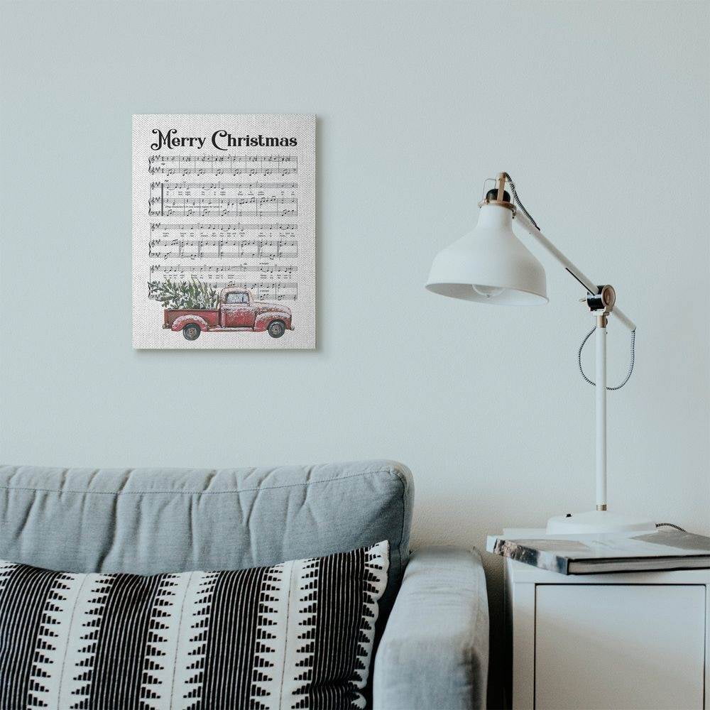 Stupell Industries Merry Christmas Silent Night Composition Holiday DesignCanvas Wall Art By Artist Lettered and Lined