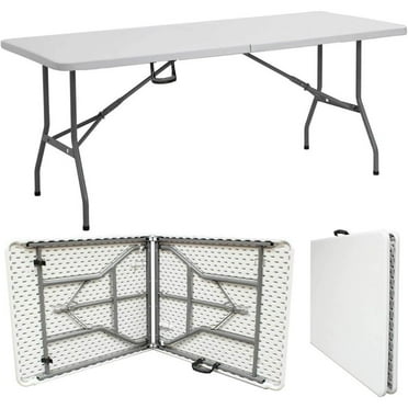 8ft Folding Table White Plastic Folding Table Portable Long Foldable Tables Indoor Outdoor Picnic Camping Fold Table 8 Foot Party Table (4ft, 6ft, 8ft)
