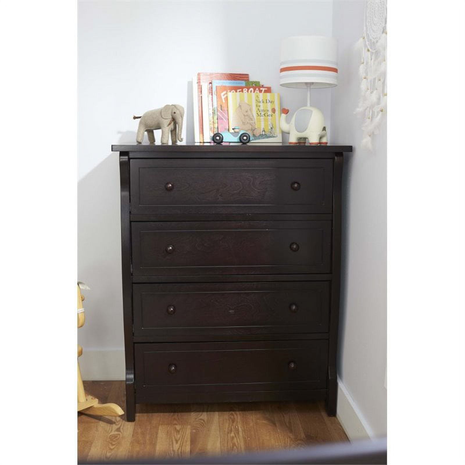 Espresso Wooden Convertible Baby Crib with Detachable Changing Table and 4 Drawer Dresser Set Walmart