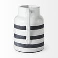 thumbnail image 4 of 9" Rustic White And Blue Stripe Ceramic Jug, 4 of 5