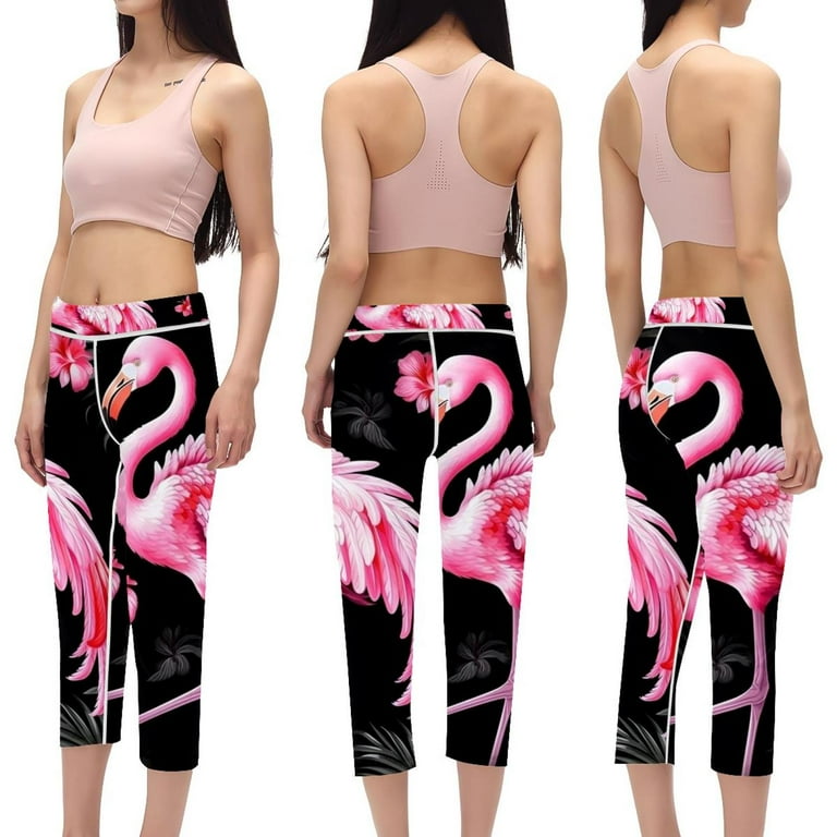 Flamingo High Waist Capris Yoga Leggings Non See Through Printed Gym Leggings for Women Ideal for Running Fitness Yoga More Walmart