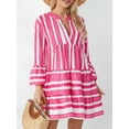 thumbnail image 3 of SUNSIOM Robe Fluide Femme Décontractée Contraste Couleur Ample Col en V Manches Longues Robe de Soirée pour Plage Cocktail Club Mode Urbaine, 3 of 6