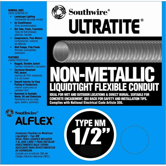 Southwire 55094222 Liqua Flex 1/2-Inch by 50-Feet Non-Metallic Liquidtight Flexible Conduit