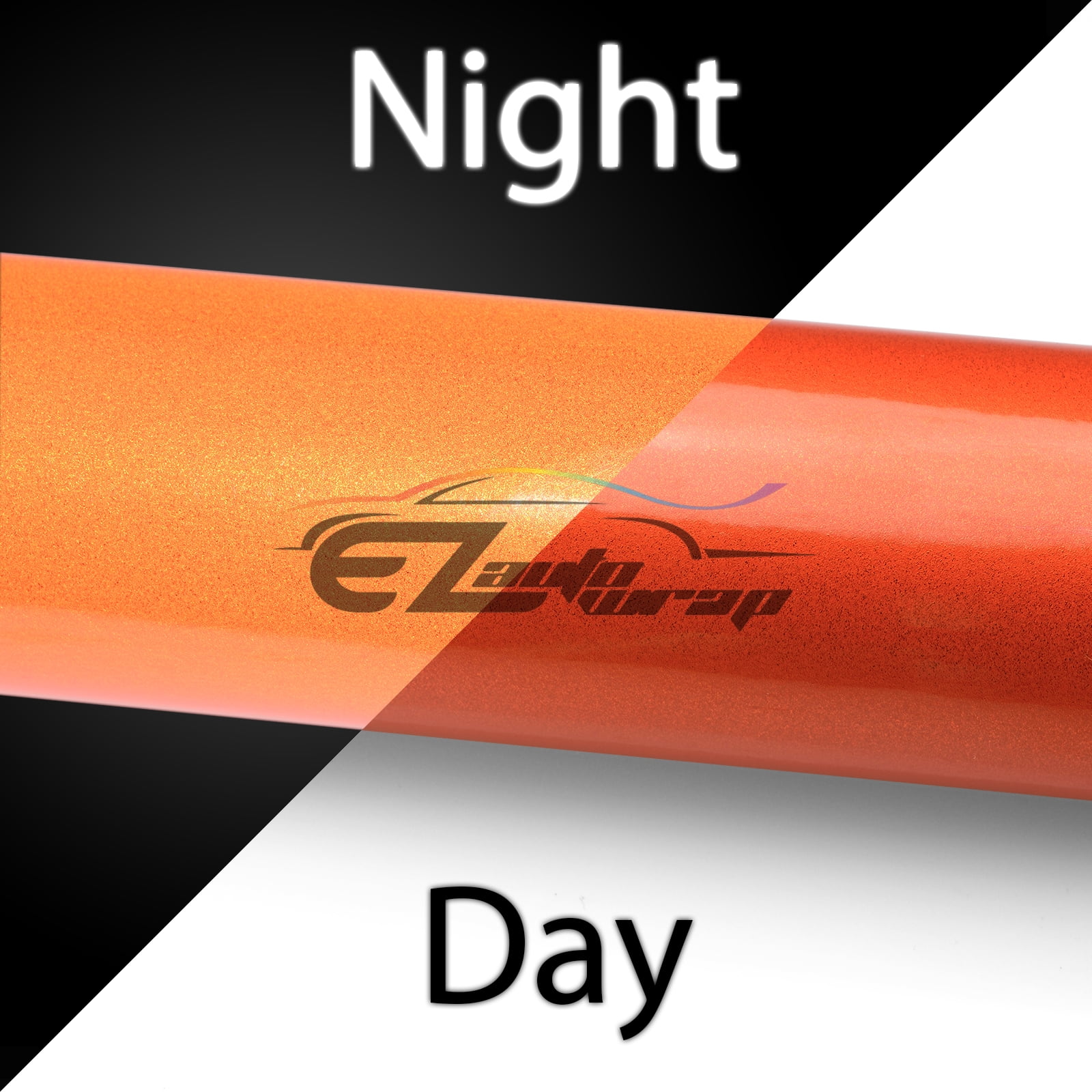 EZAUTOWRAP Orange Night Reflective Vinyl Wrap Sticker Decal Graphic Sign Self Adhesive Film Roll For Car Vehicle Boat Truck Trailer RV Motorcycle Bike Road Sign Party Club Decoration