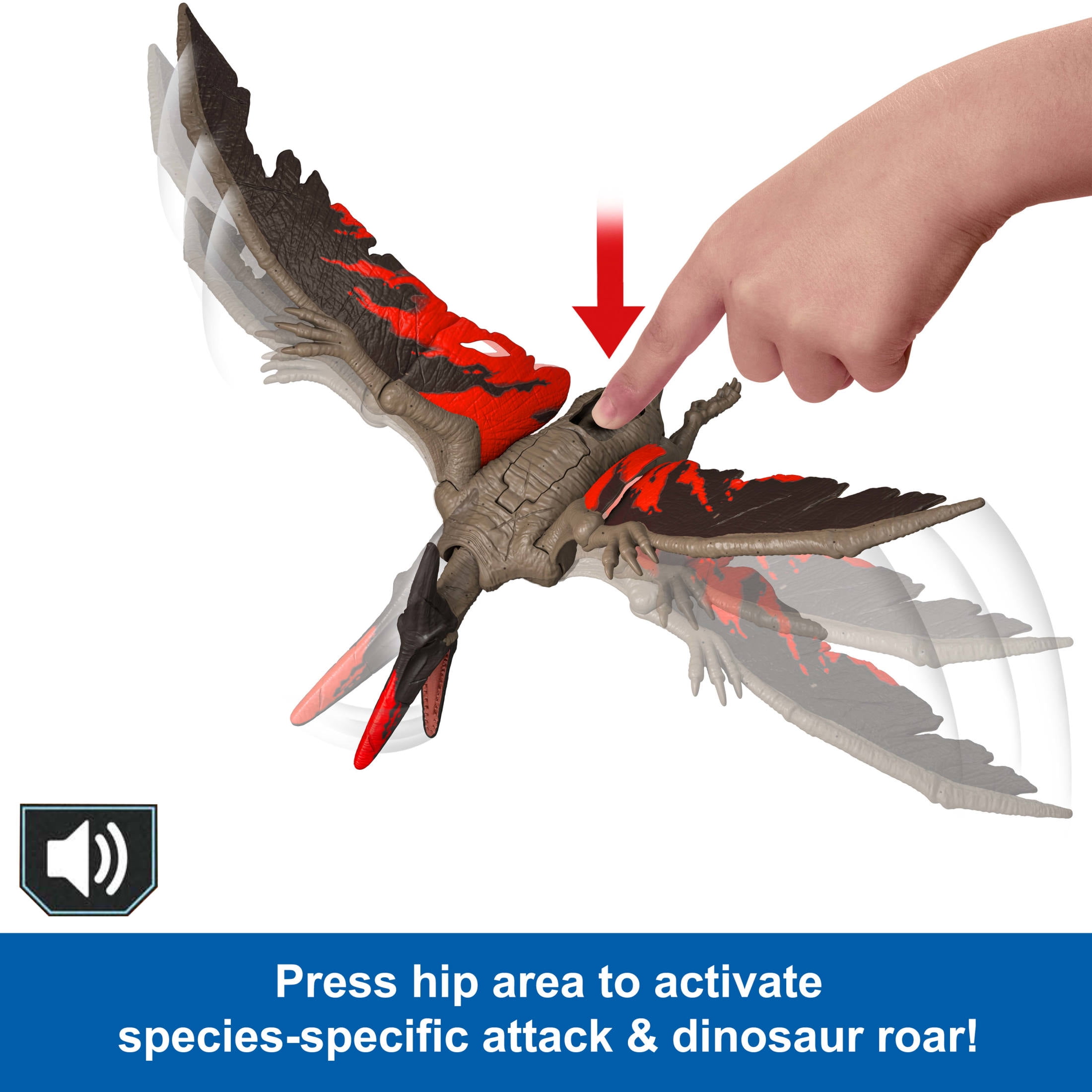 Jurassic World Chaos Theory Wild Roar Pteranodon Action Figure, Strike Attack & Sound Dinosaur Toy