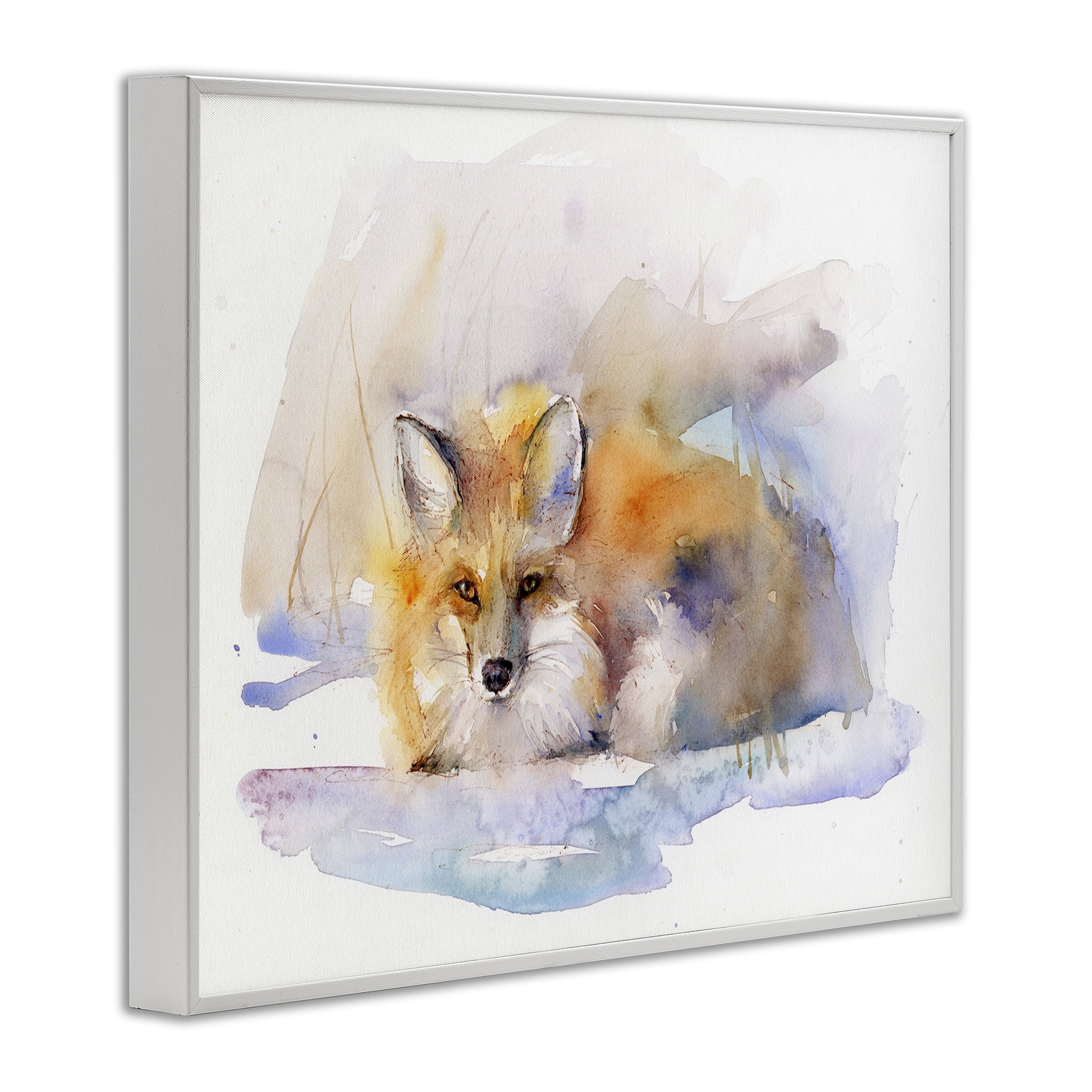 Stupell Industries Fox Sleeping in Snow Animals & Insects Painting White Framed Art Print Wall Art, 30 x 24