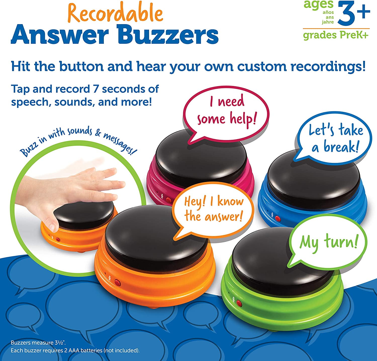 Details about   Recordable Answer Buzzers Sound Personalized Learning Talking Button Set Of 4 