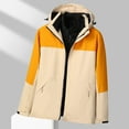 thumbnail image 3 of Windbreaker Jackets for Men Unisex Hooded Long Sleeve Patchwork Zipper Hardshell Fleece Hiking Wear Outerwear Coat Windbreaker Men Yellow 4XL, 3 of 5