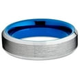 thumbnail image 2 of Silly Kings Jewelry 6mm Blue Tungsten Ring - Silver Brushed - Tungsten Wedding Band Beveled (11), 2 of 3