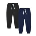 thumbnail image 2 of dazeni 2 Pack 5-14 Years Boys Fleece Linend Athletic Joggers Teen Taper Sweatpants with Drawstring Kids Soft Pull-On Active Pants Navy 9 Years, 2 of 3
