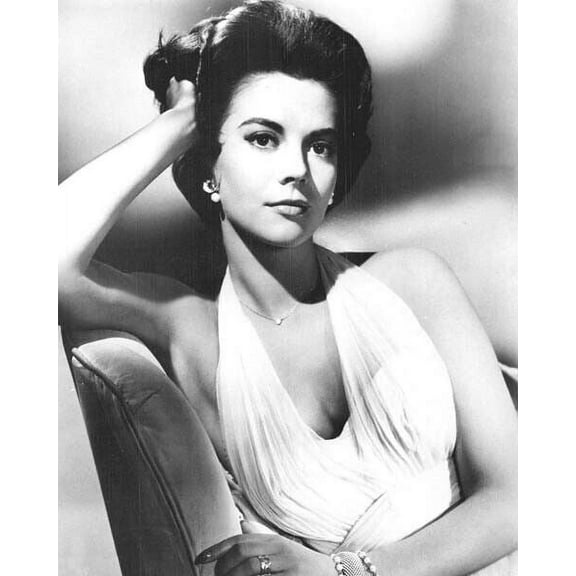 Natalie Wood looks stunning in elegant white gown portrait 24x36 inch poster