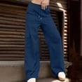 thumbnail image 2 of QQZ Flowy Wide Leg Cargo Joggers Pants For Women, Elastic Waist Drawstring Casual Track Pants, Daily Lounging Weekend Travel Outfits, 2 of 8