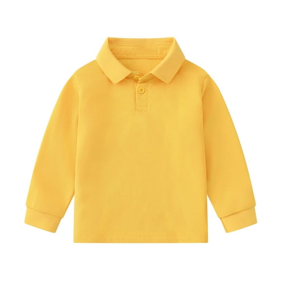 Boys Polo Shirts Comfy Collared Shirt Long Sleeve Polo Shirts Solid Basic T Shirt for Toddler Boys 1-2 Years