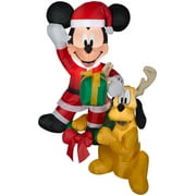 Gemmy Christmas Airblown Inflatable Hanging Mickey and Pluto Disney, 5 ft Tall, Multicolored