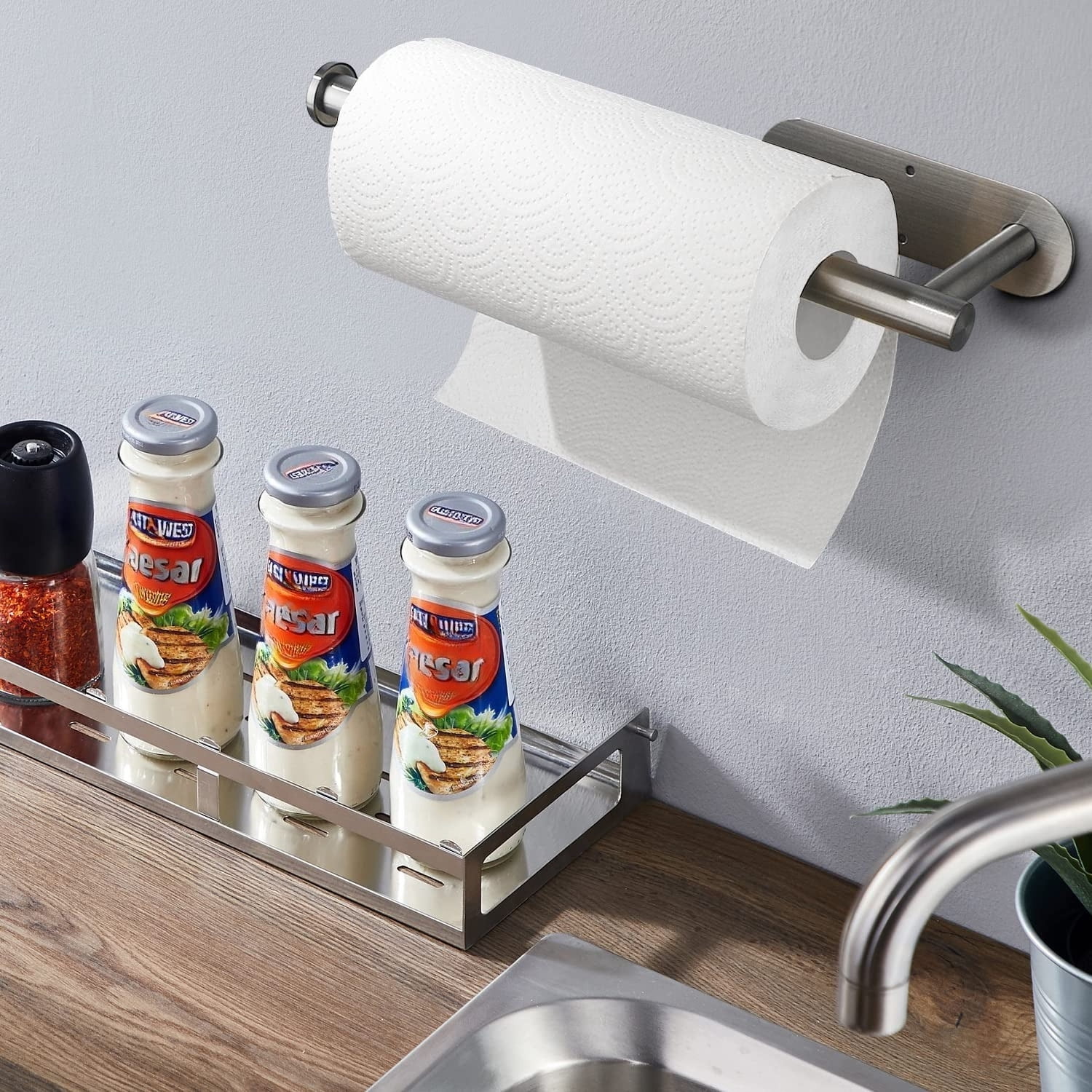 Paper Towel Holders for Kitchen,Paper Towels Bulk- Self-Adhesive Under Cabinet,Both Available in Adhesive and Screws,Stainless Steel