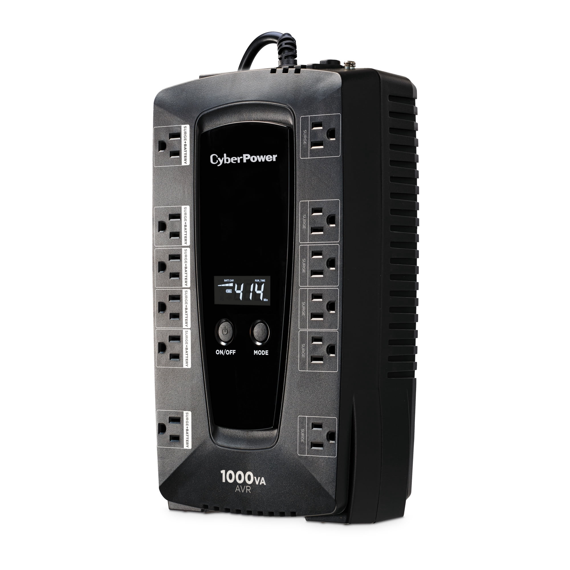 CyberPower LE1000DG Battery Backup UPS, 1000VA/530W, 120V, 12 Outlets, AVR, LCD Display, 5 ft, Black