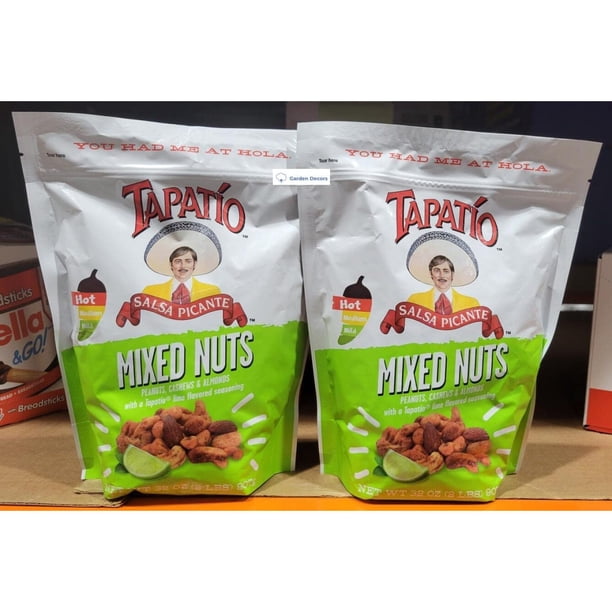 Tapatio Salsa Picante Mixed Nuts with a Tapatio lime flavored seasoning Hot 32oz 907g (Two bags