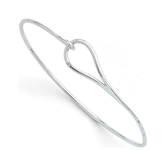 Primal Silver Sterling Silver Polished 0.01 carat Diamond Bangle