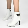 thumbnail image 2 of B91xZ Bottines pour Femmes Fermeture Éclair Extérieure Bottes Plates, Blanc 8.5, 2 of 5
