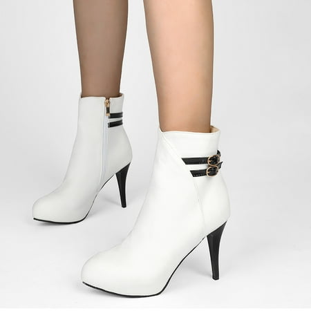 

Christmas Women Fashion Ankle Boots Comfy Pointed Toe High Heels Side Zipper Booties