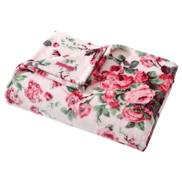 Manta Betsey Johnson, vintage, floral, rosa, 50 x 70 cm