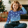 thumbnail image 3 of COEQINE Oversized Girls Crop Sweatshirt, Long Sleeve Comfy Crewneck Pullover, Loose Fit Dropped Shoulder Top for Casual Streetwear Age 5-6, Snowflake Blue, 3 of 7