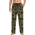 thumbnail image 3 of Men's Pajama Pants with Pockets Sleepwear Lounge Pants Stretch Casual Retro Butterfly Sunflower, 3 of 6