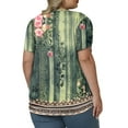 thumbnail image 2 of Plus Size Tops for Women 3X Summer Short Sleeve T Shirts Dressy Pleated Casual Fashion Round Neck Floral Tunics YH001, 2 of 6