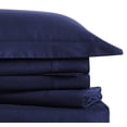 thumbnail image 2 of Brooklyn Loom Classic Cotton 200 Thread Count Solid Percale 100% Cotton Deep Pocket Navy 3-Piece Twin, All Season, Adult Size, OEKO-TEX Certified, 2 of 6